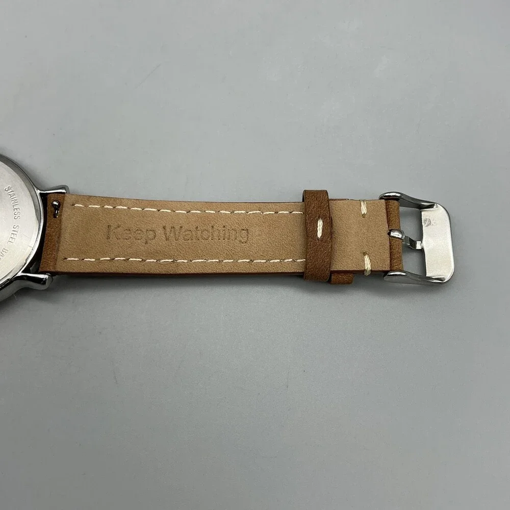 Anne Klein Womens Watch 37mm MOP Dial Brown Leather Crystals New Battery